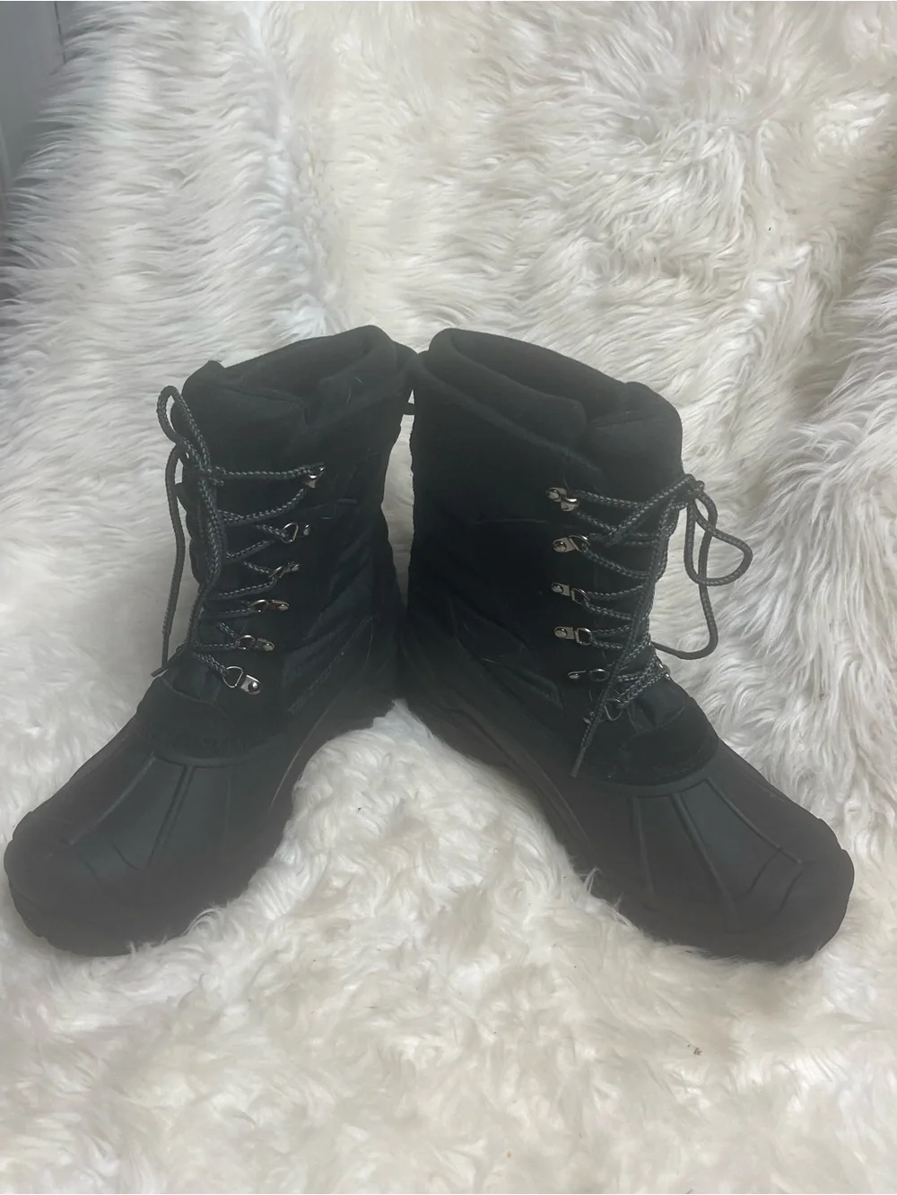 Totes amen Black leather,Textile & Rubber Waterproof Lace-Up Boots SZ12M